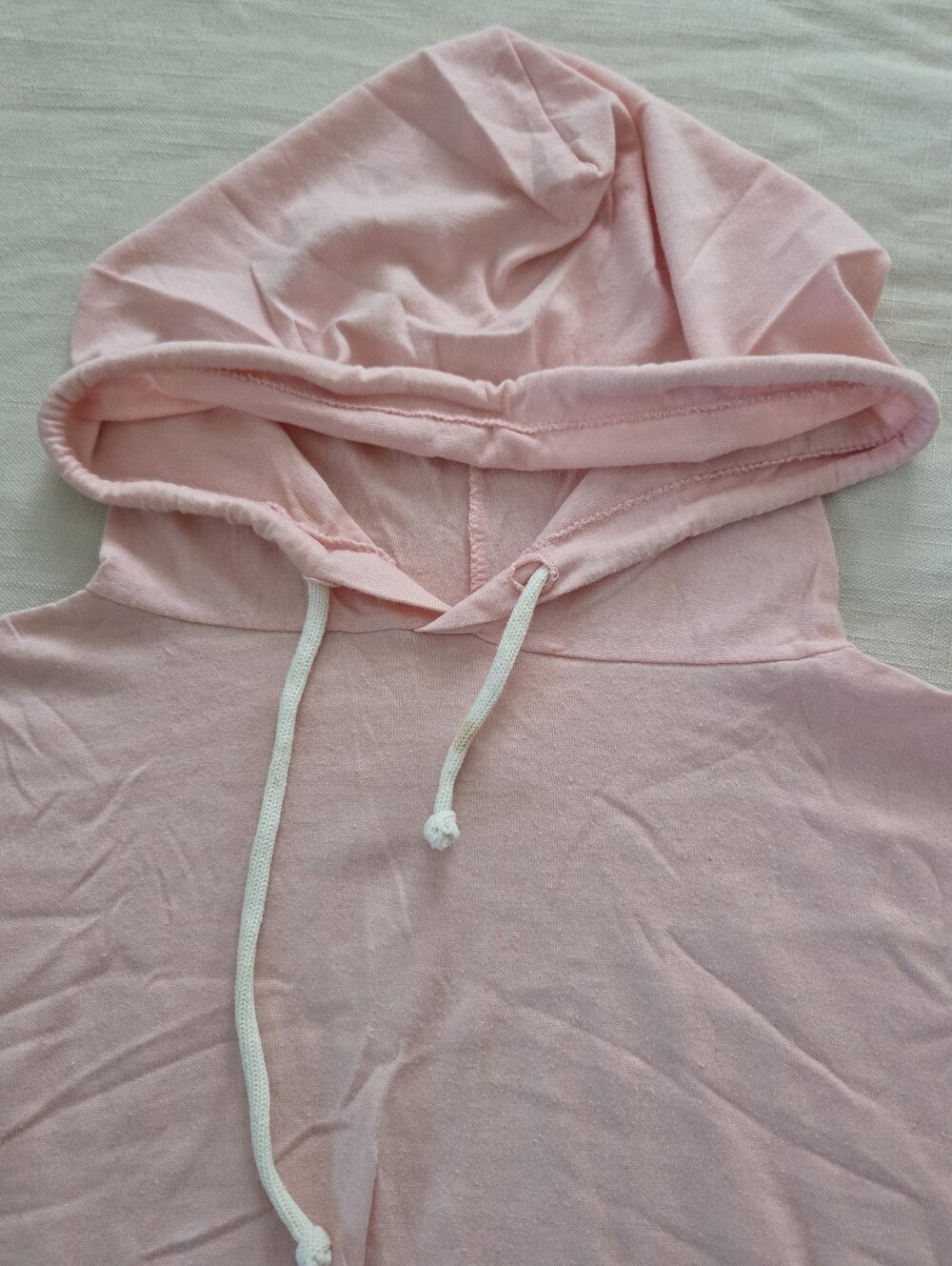 Vintage Light Pink Hooded Pullover Long Sleeve Sweatshirt Small Medium - Picture 3 of 9